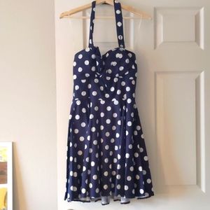 Blue Polka Dot Pinup Dress